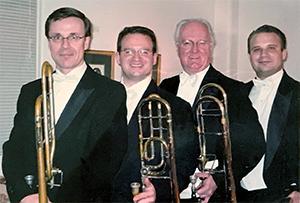 Mark Salatino, second from left, with fellow Rochester Philharmonic Orchestra trombonists in 2002.