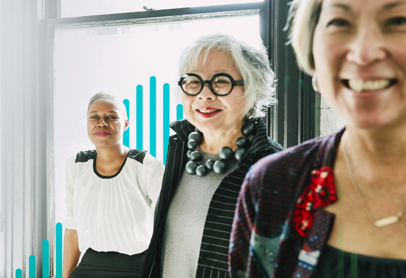 image of three smiling women