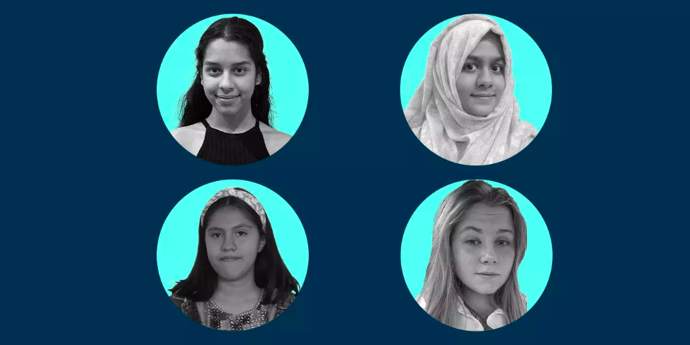 Top row: Deeya Viradia and Amna Habiba. Bottom row: Fátima Romero and Francesca Pendus.