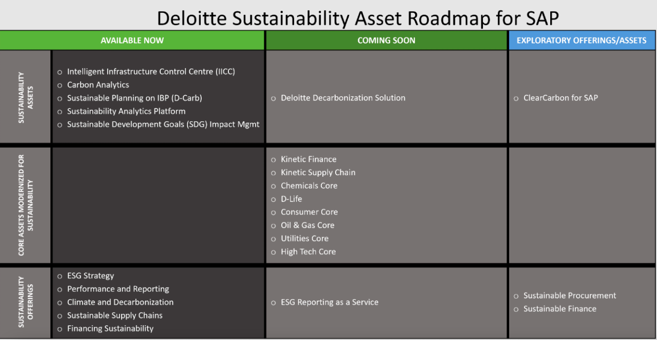 "Deloitte Sustainability Asset Roadmap for SAP"