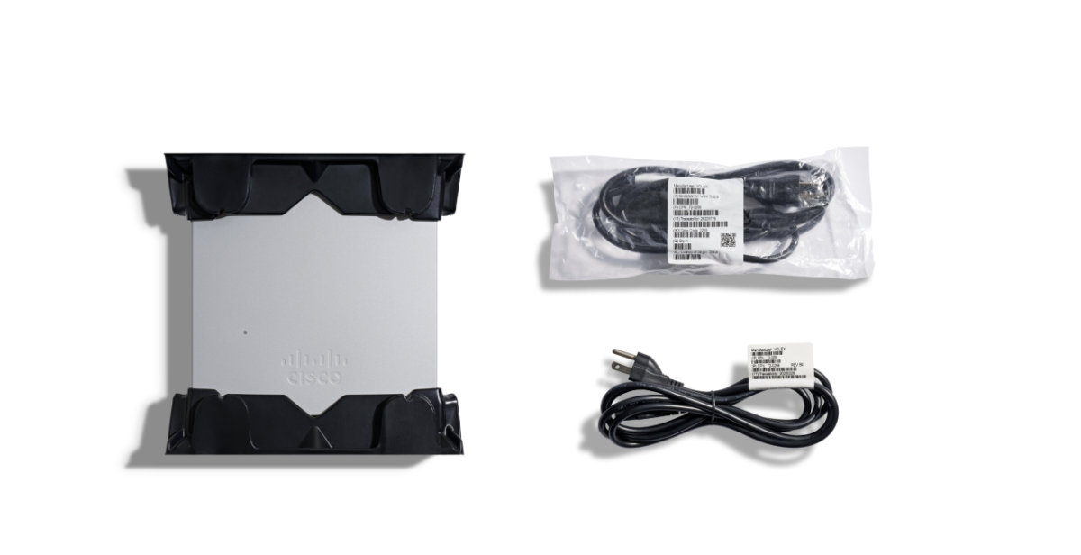 Examples of reduced packaging on Cisco products.