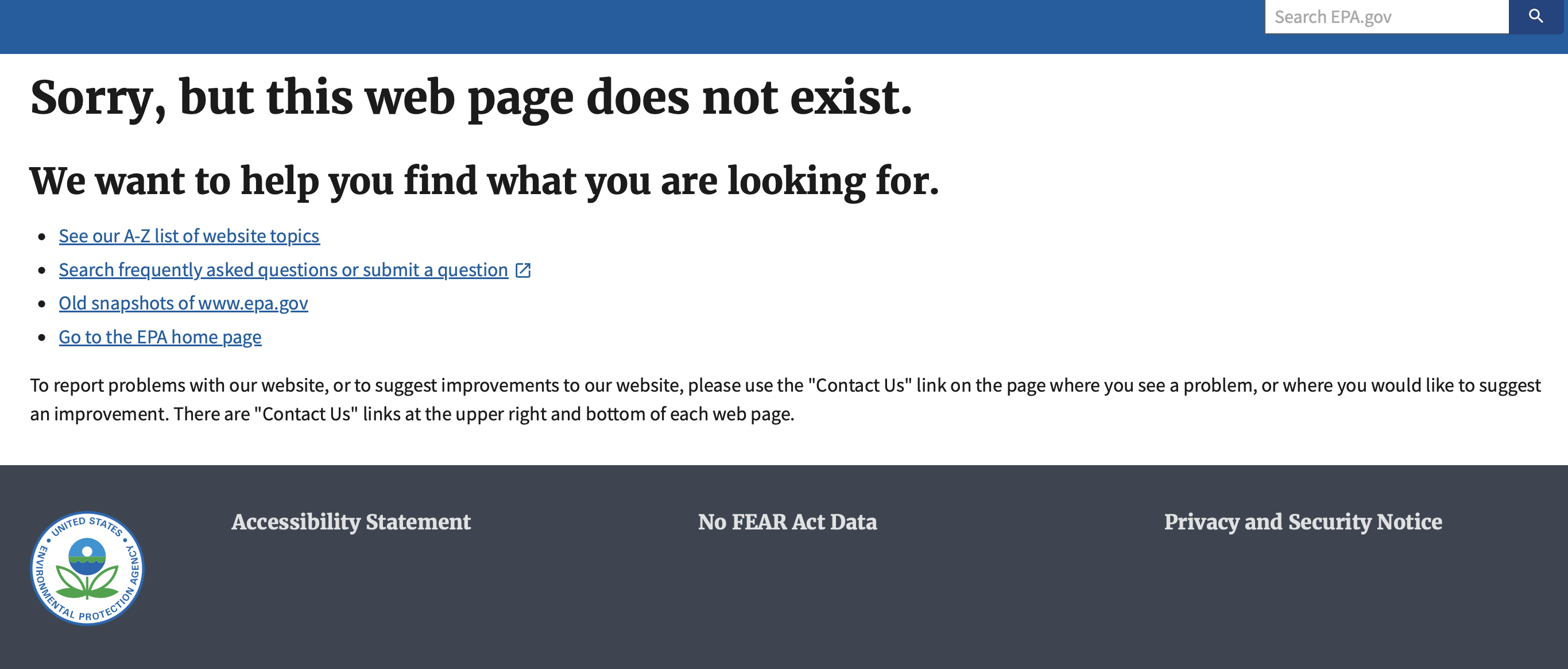 EPA websites show an error message in the midst of the federal funding freeze and scrape of government websites under Donald Trump