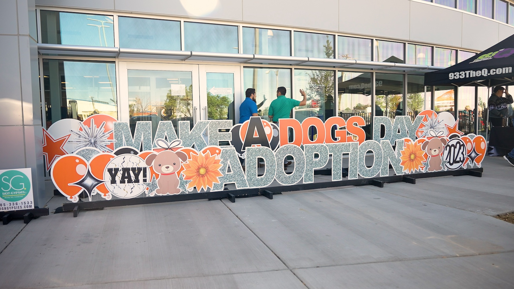 Sign - make a dogs day with pet adoption