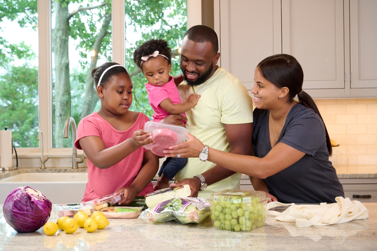 family in a kitchen