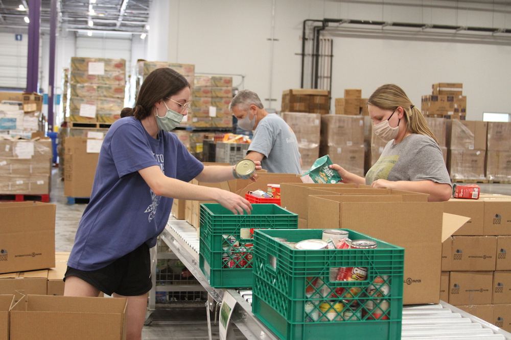 Volunteers at a food bank