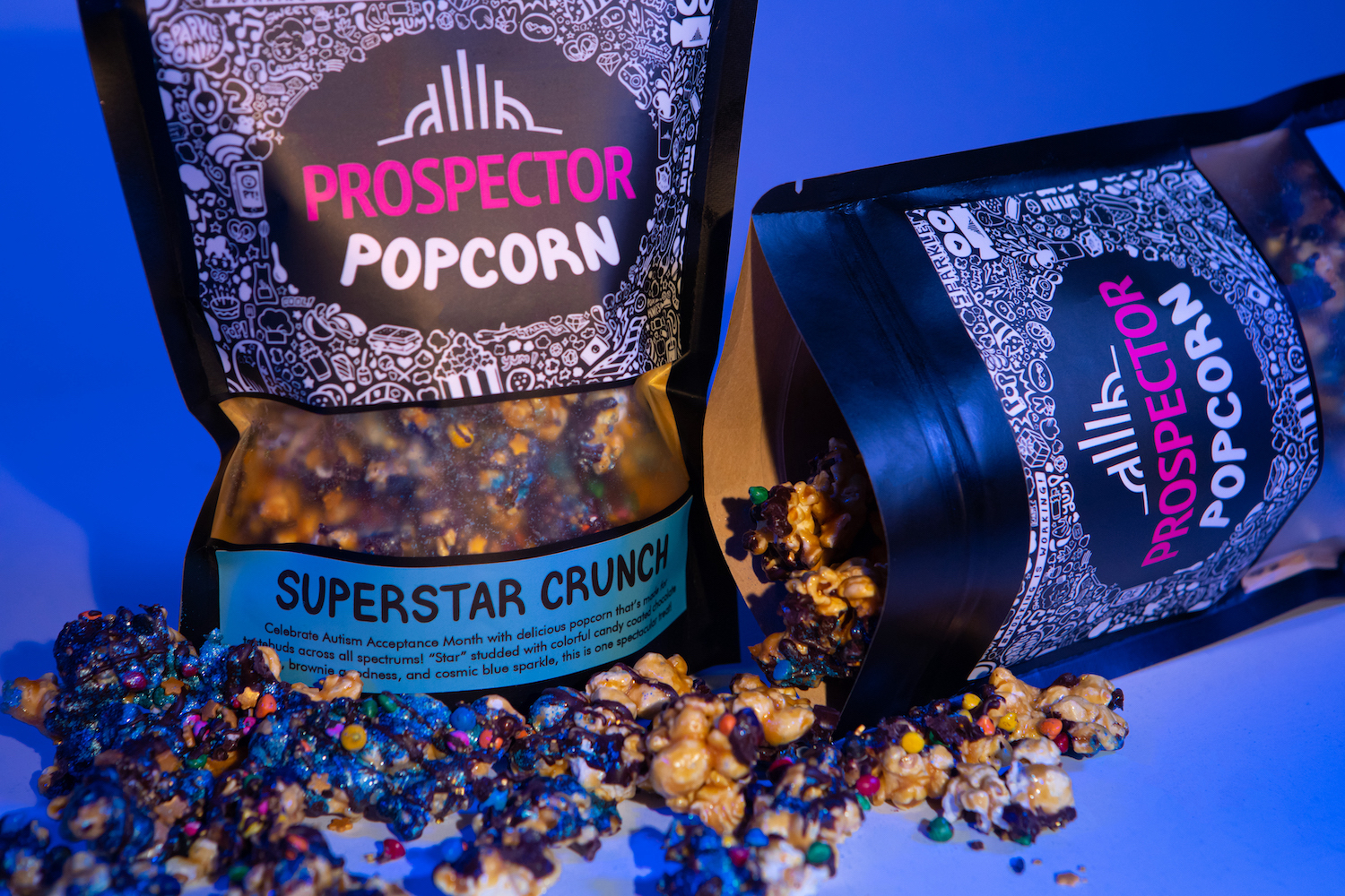 Prospector Popcorn's superstar-crunch-flavored, gourmet popcorn. 