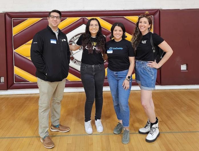 Suzeth Campos and three co-workers at GoDaddy.