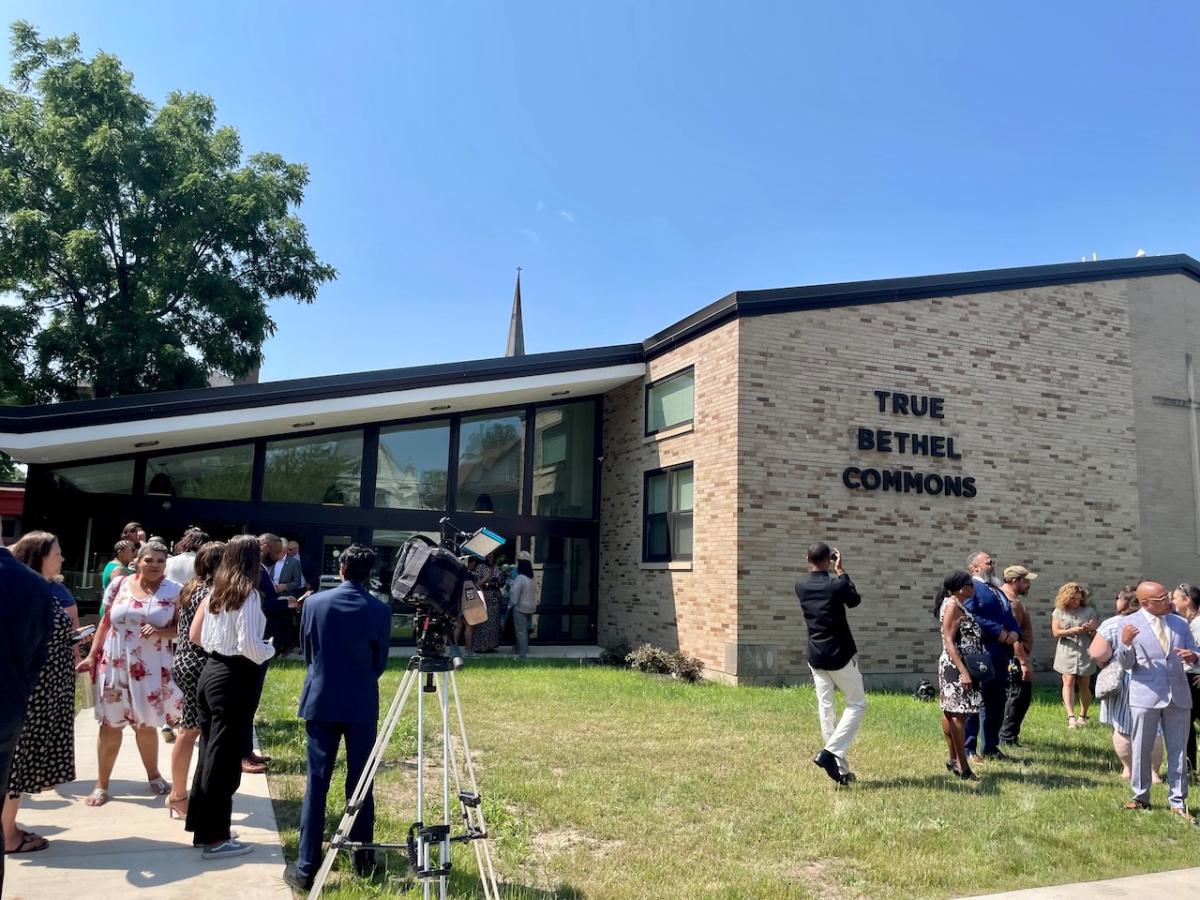 Exterior of True Bethel Commons after the ribbon cutting.