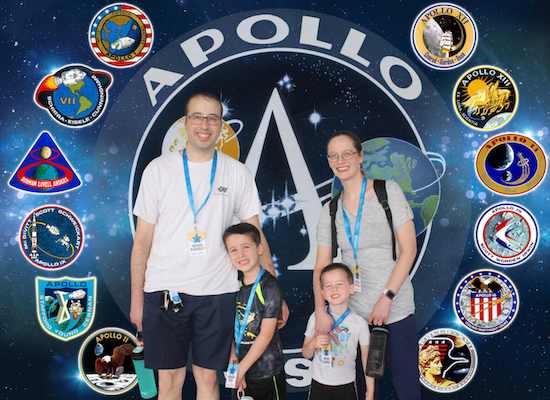 Daniel Teague; his father, Brian; mother, Brannon; and brother, Austin, enjoy a visit to NASA’s Kennedy Space Center.