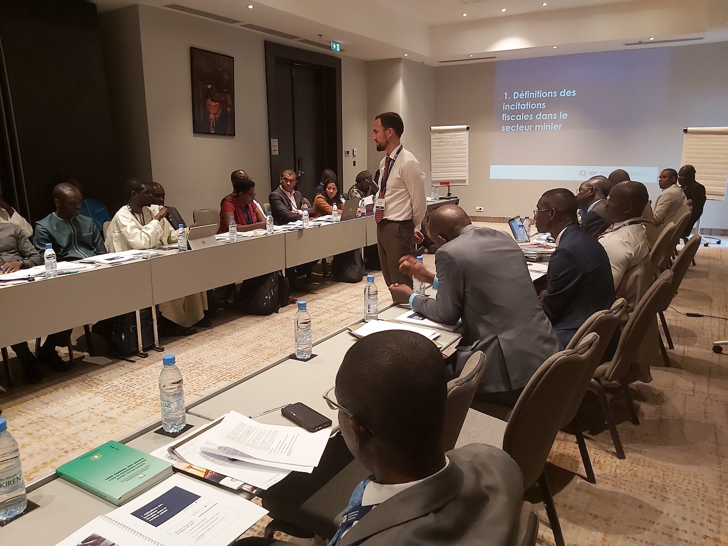 Thomas Lassourd leads a training workshop on International Taxation and the Extractives Sector in Dakar, Senegal in 2020.