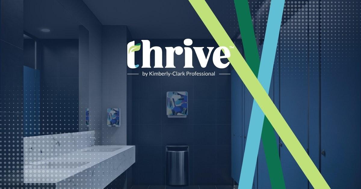 Thrive logo on picture of bathroom
