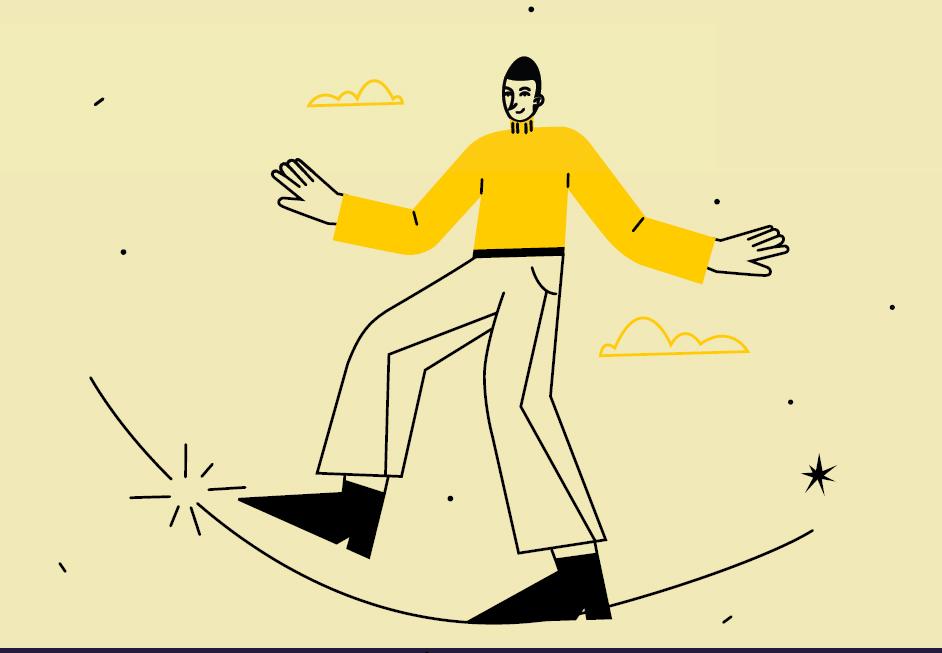 drawing of a person on a tightrope