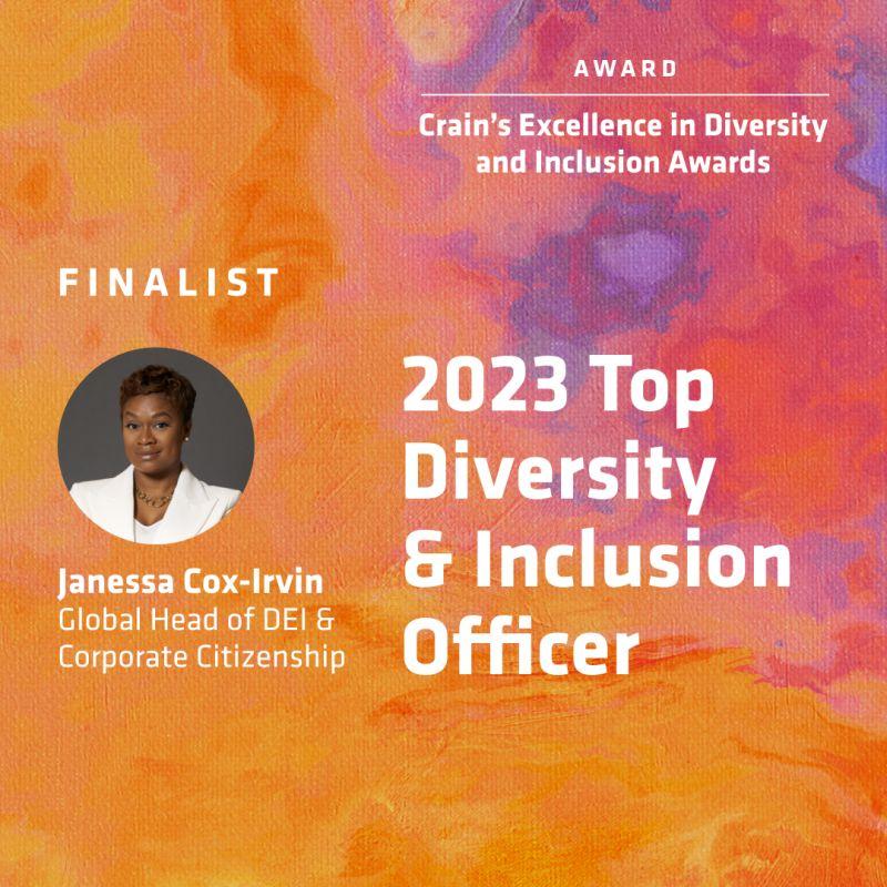 Janessa Cox-Irvine and "Finalist 2023 Top Diversity & Inclusion Officer"