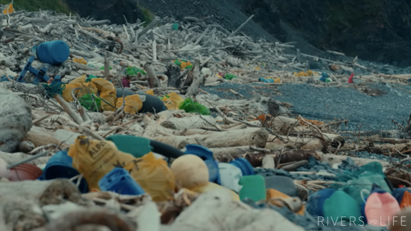 Pile of trash on coastline