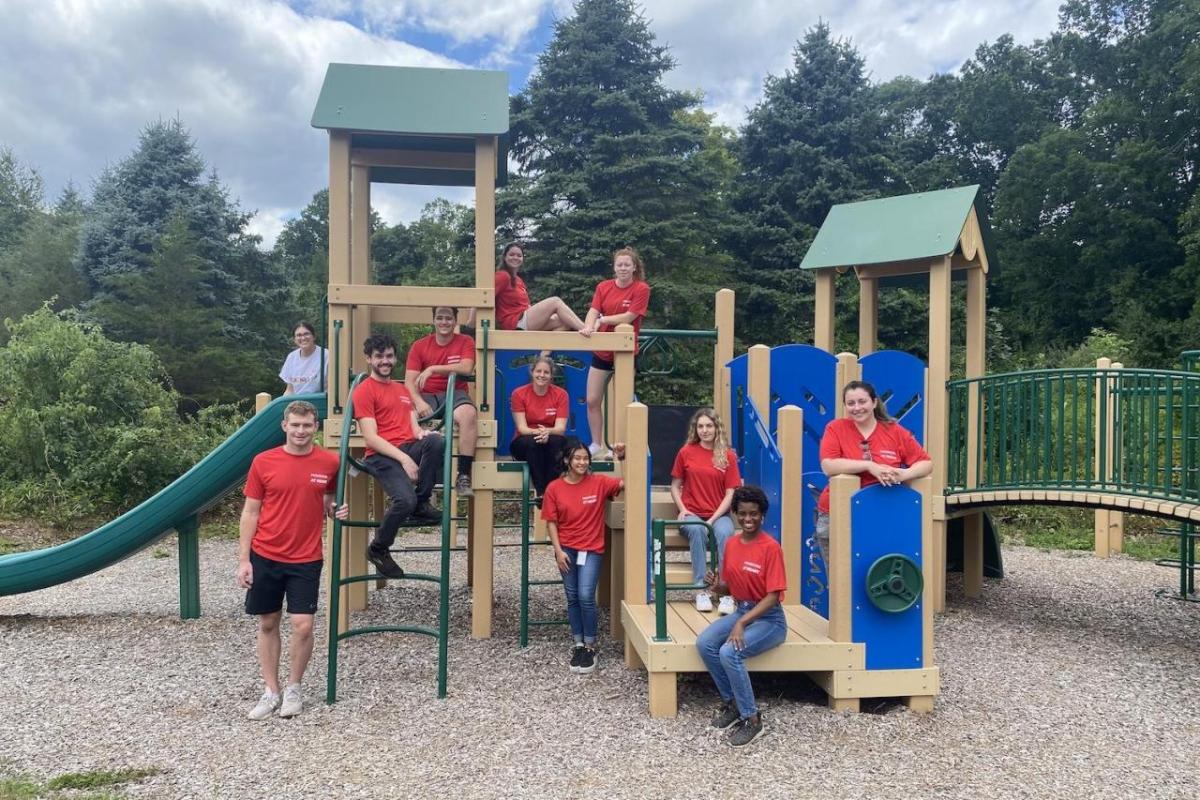 Trumbull Nature and Arts Center nonprofit team on playground
