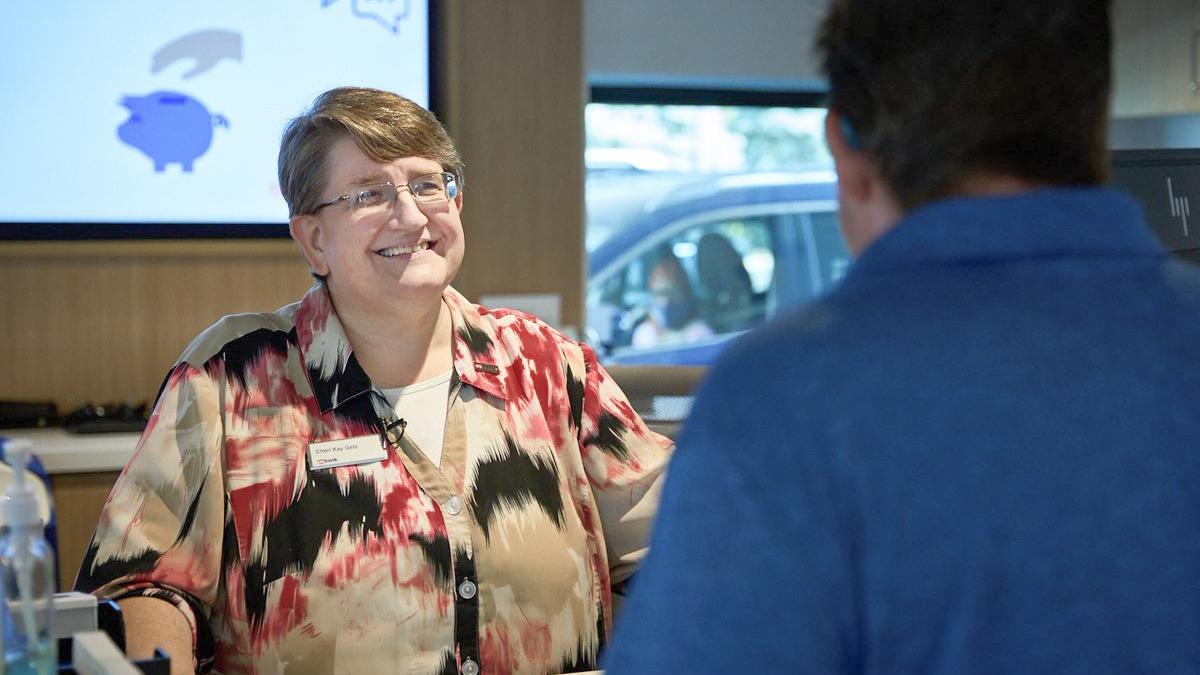 Cheri Kay Getz in her branch.