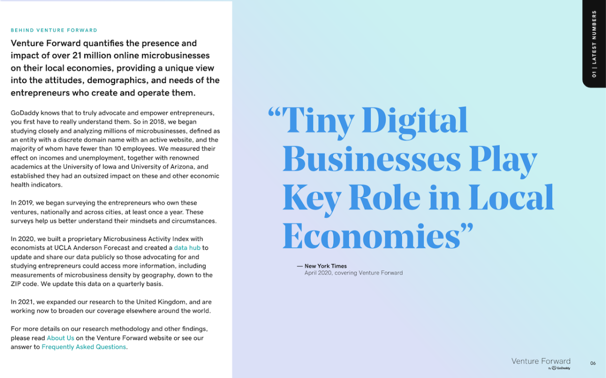 Tiny Digital Businesses play key role in local economies. Venture Forward Report.
