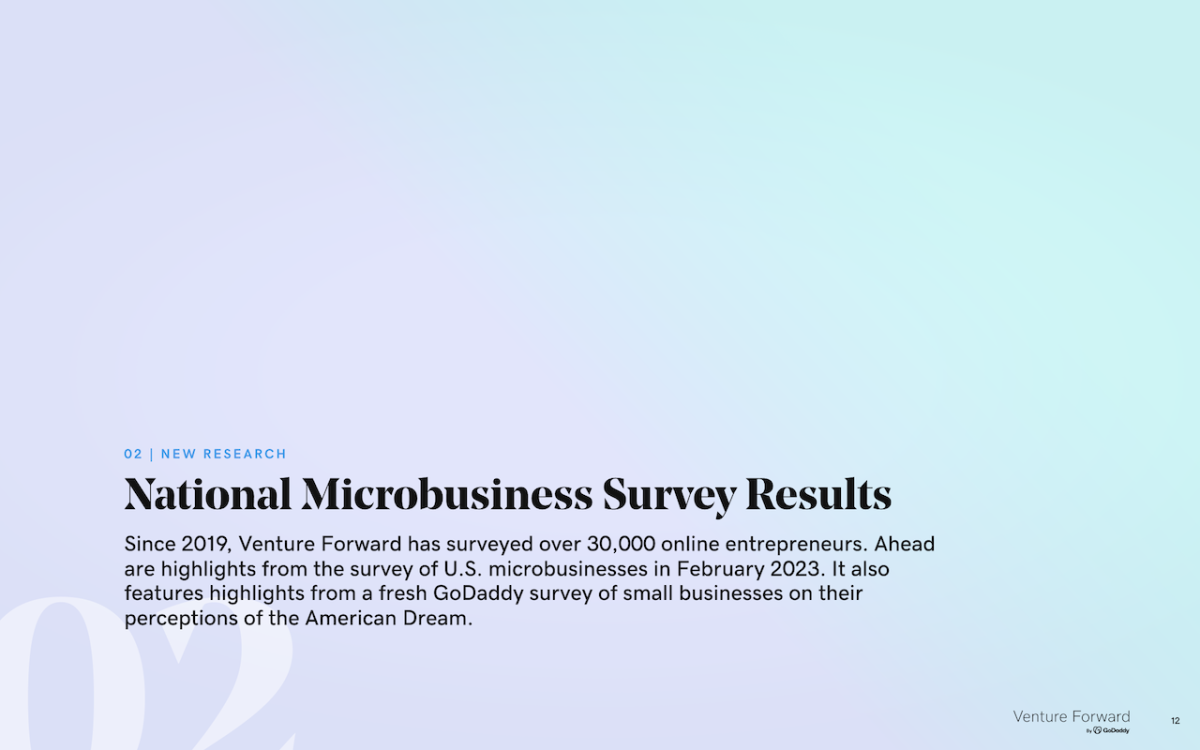 Venture Forward National Microbusiness Survey Results.