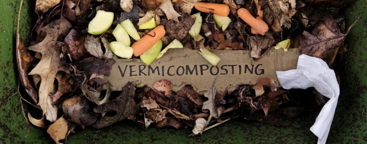 sign reading "vermicomposting" with composting around it