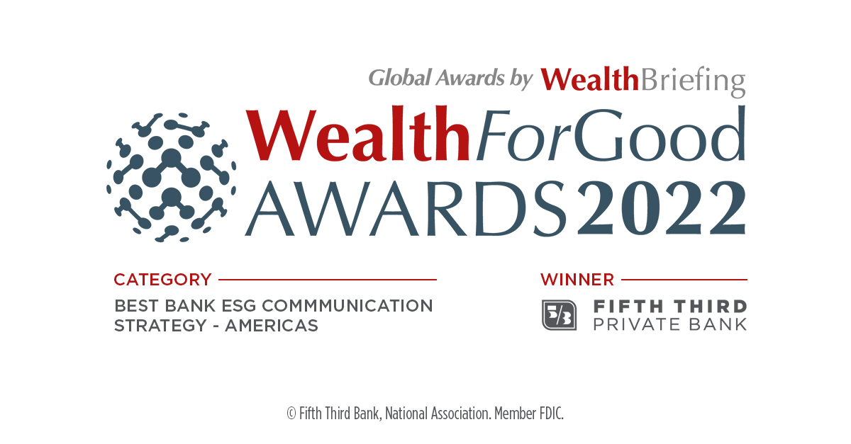 info graphic: golbal awards for wealthbriefing wealth for good awards 2022 fifth third private bank logo