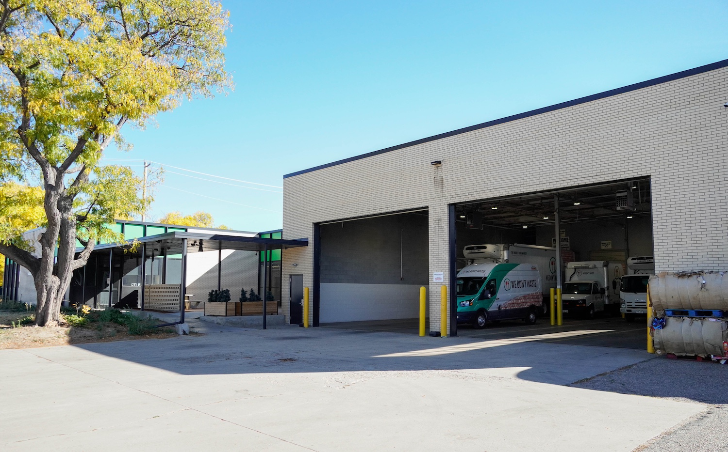 We Don't Waste's new 30,000-square-food facility as seen from the street — food waste