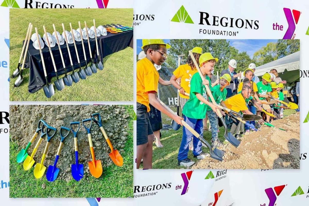 Collage of photo's of The Regions Foundation joining the YMCA of Greater Birmingham to break ground on a development
