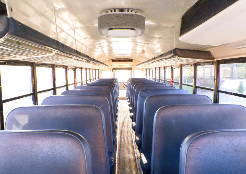 Empty seats on a school bus