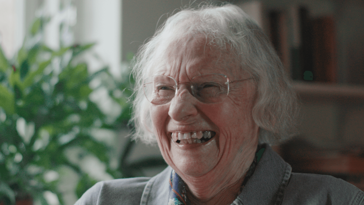 A person laughing
