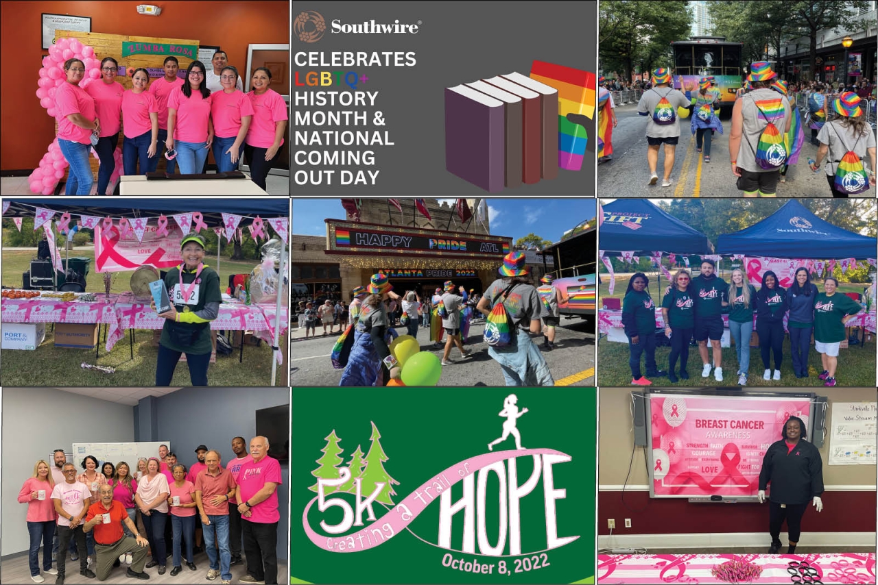 Southwire Employees celebrating Breast Cancer Awareness Month and LGBTQ+ History Month