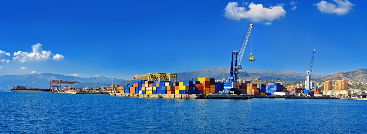 container ship at port