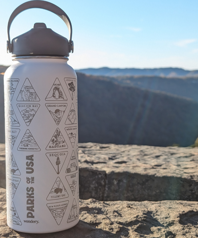 Help them check off the parks they visit with this water bottle from Wondery.