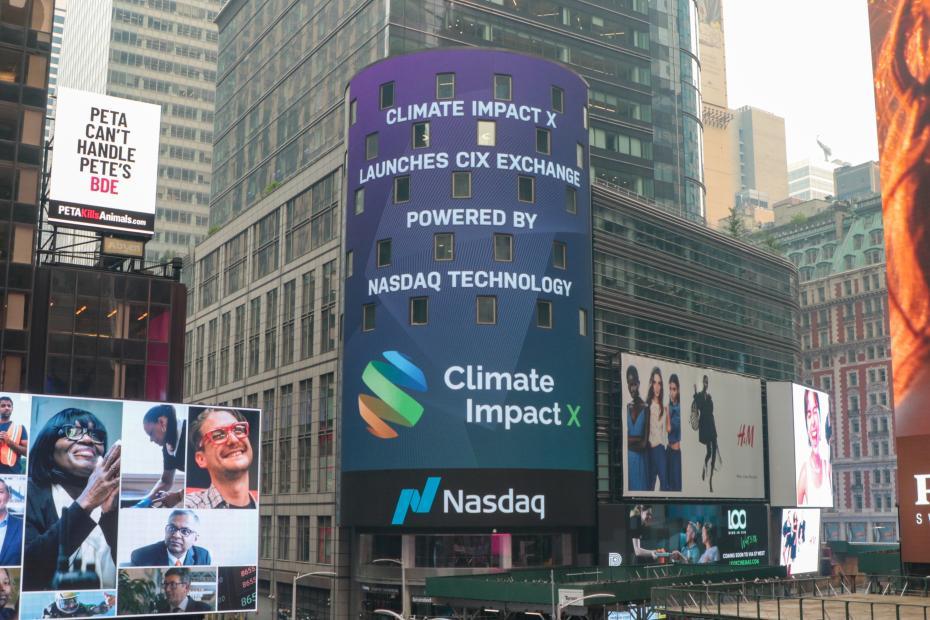nasdaq billboard about climate impact