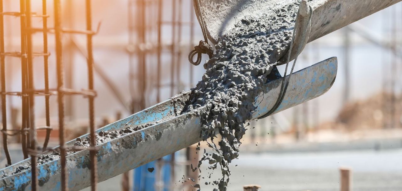 cement truck pouring cement