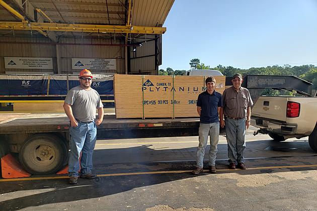 Pictured (l to r) are Timothy Skinner, GP Camden Plywood Shipping Forklift Operator; Andrew Krenek, Groveton Ag Science Teacher; and Luther Cockrell, Groveton ISD Maintenance representative