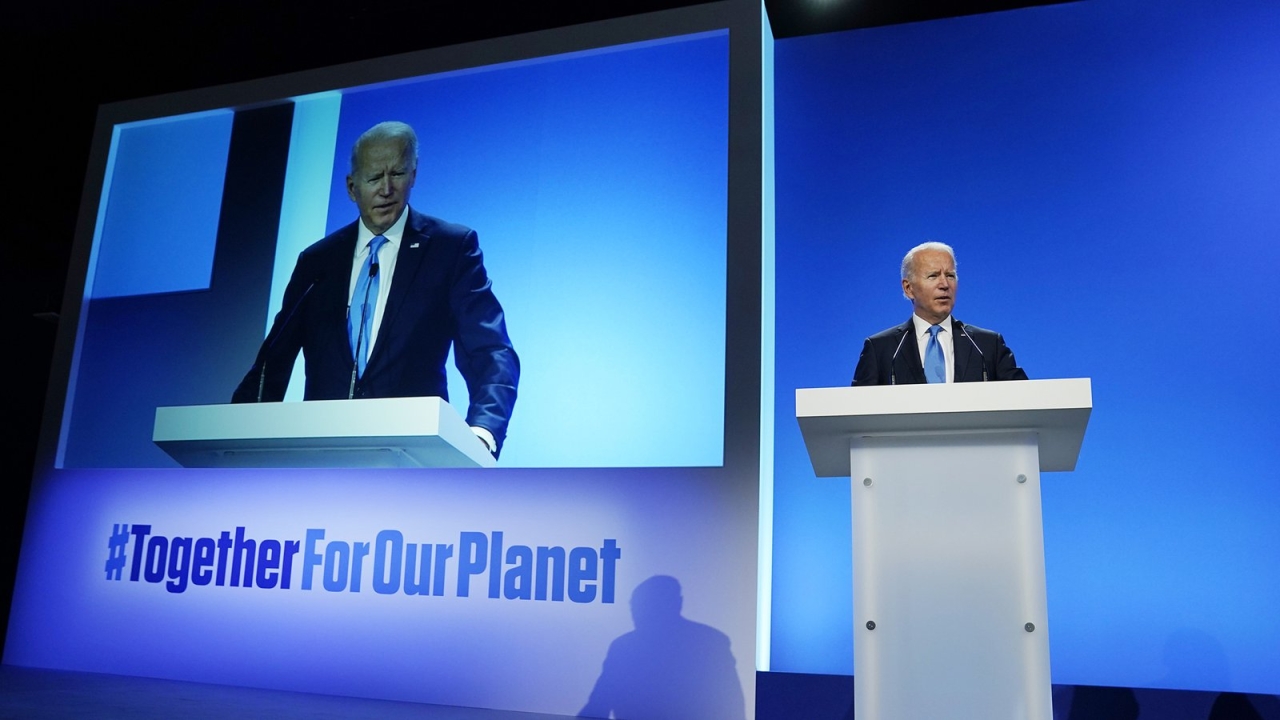 President Joe Biden speaks during an event about the "Global Methane Pledge" at the COP26 U.N. Climate Summit, Nov. 2, 2021, in Glasgow, Scotland. | Evan Vucci/AP