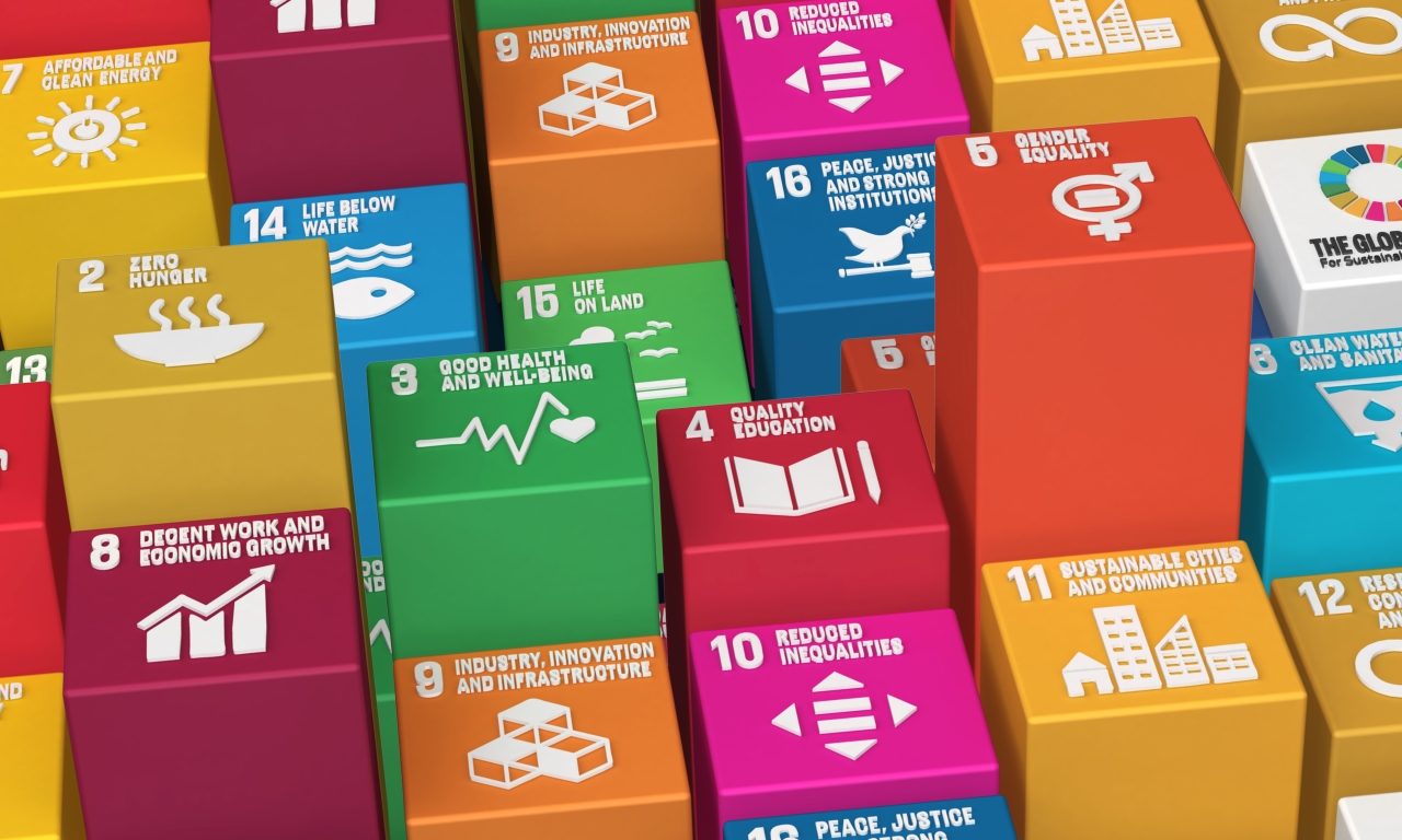 SDGs visualized as colorful blocks