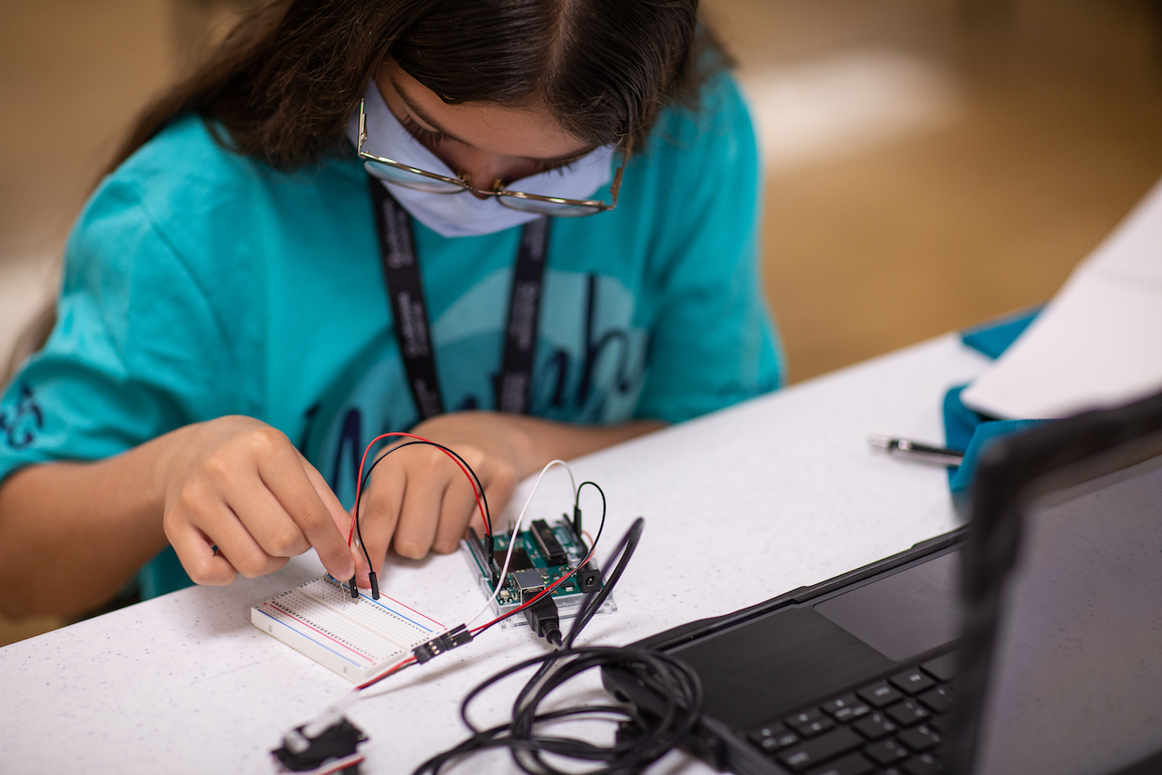 STEM student works on a technology project