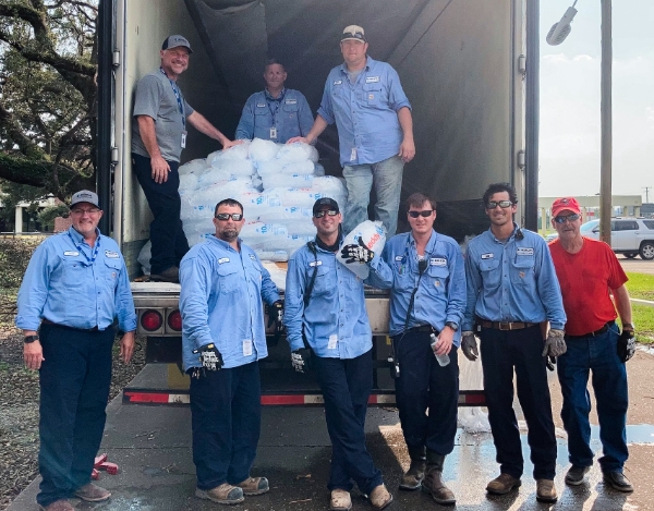 volunteers in a truck