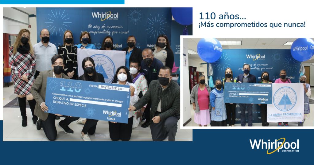 Whirlpool employees donating large checks