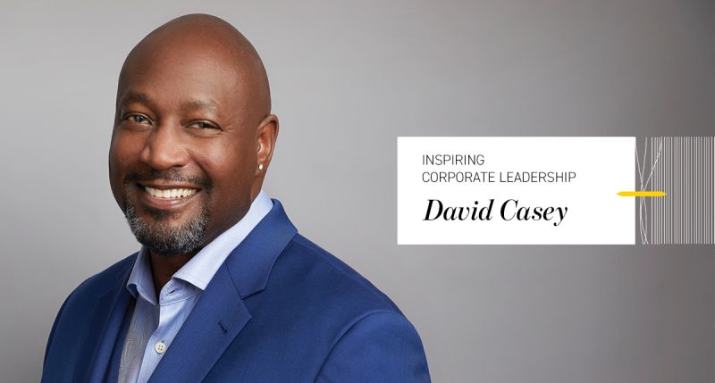 David Casey "Inspiring Corporate Leadership" and portrait of David.