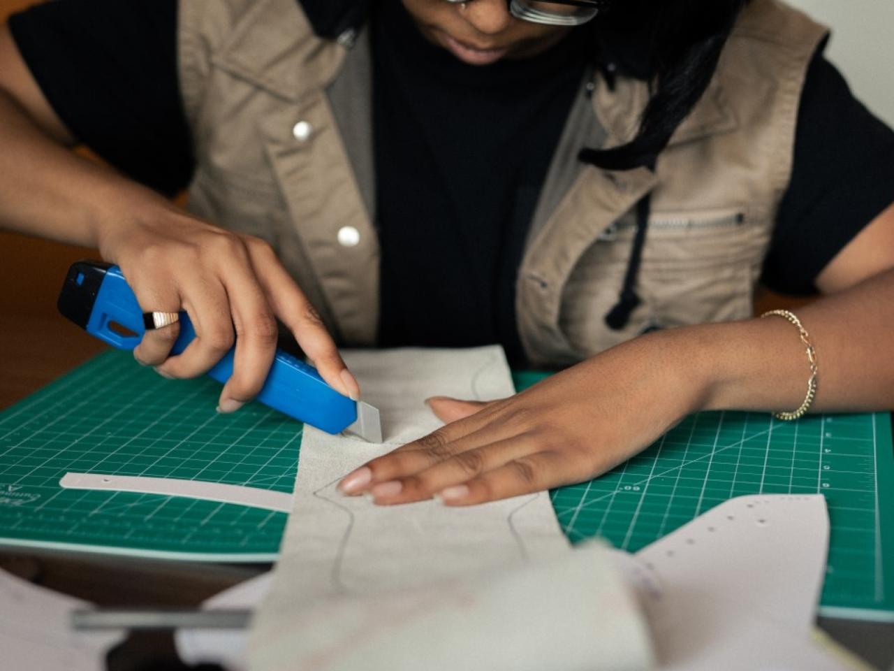 Shavonn working on a sewing project
