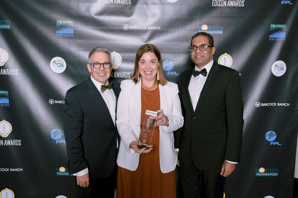 Winners of the Edison Gold Award pose with award