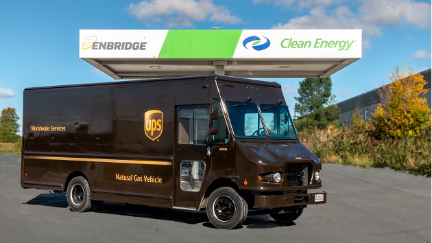 UPS truck at an Enbridge Clean Energy station