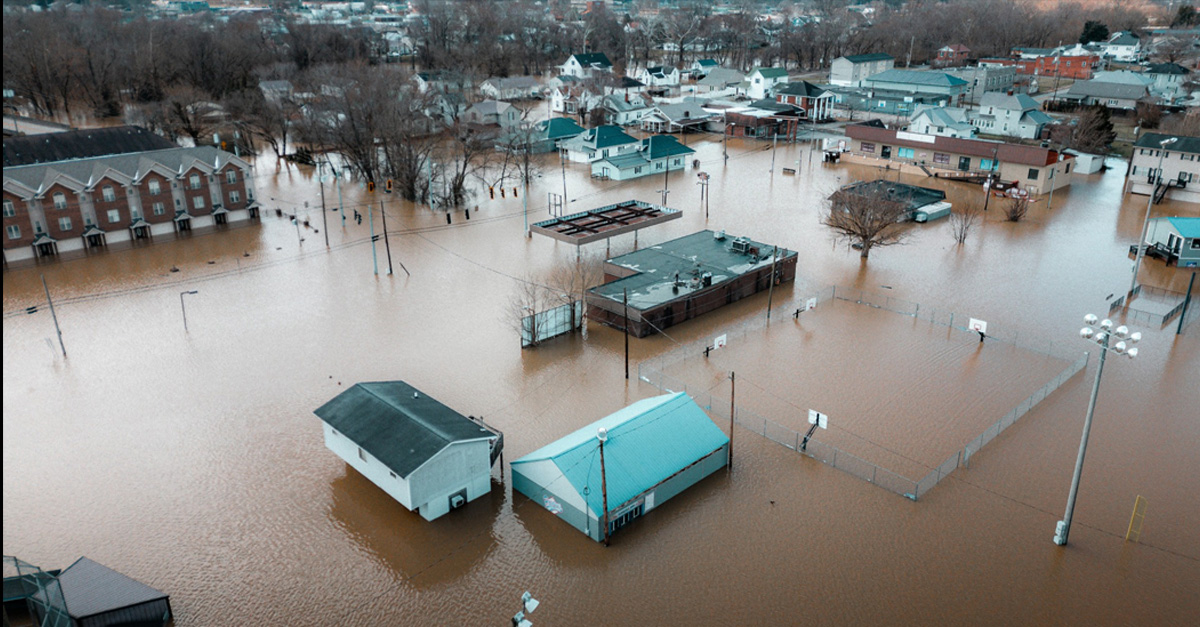 flooded buildings