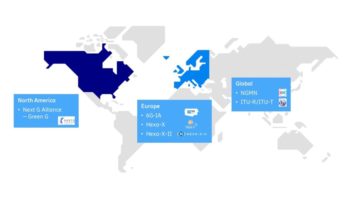 Info graphic. Abstract map of the earth with countries in blue and the corresponding focus groups.