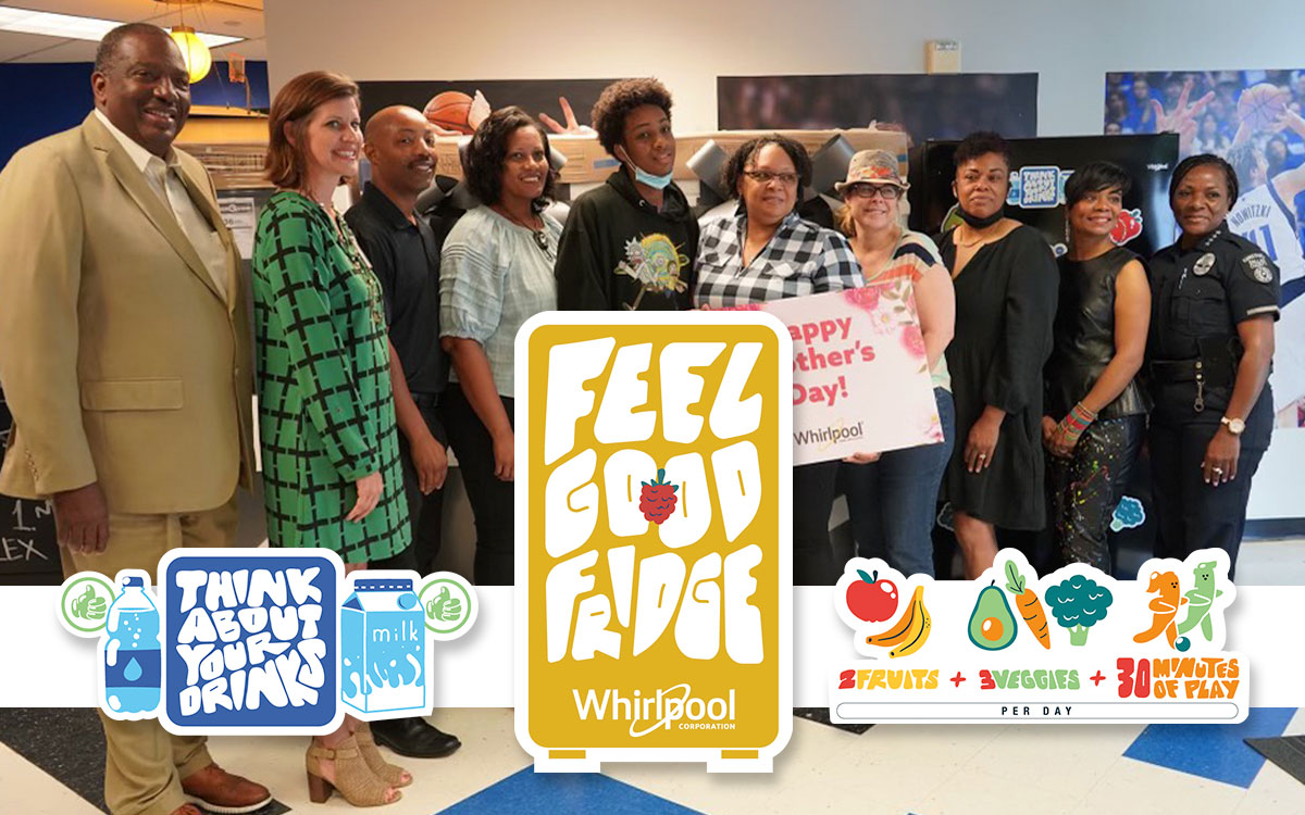 photos of people posing with text "feel good fridge" Whirlpool Corporation