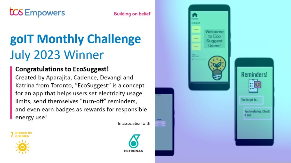 Cellphones open to apps. "goIT Monthly Challenge July 2023 Winner".