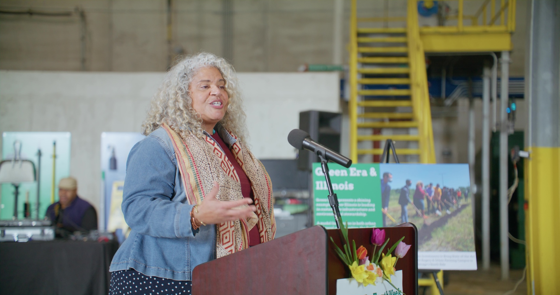 green era Erika Allen speaks at the opening on anaerobic digester that recycles food waste