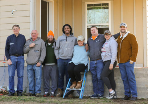 Group outside of a home