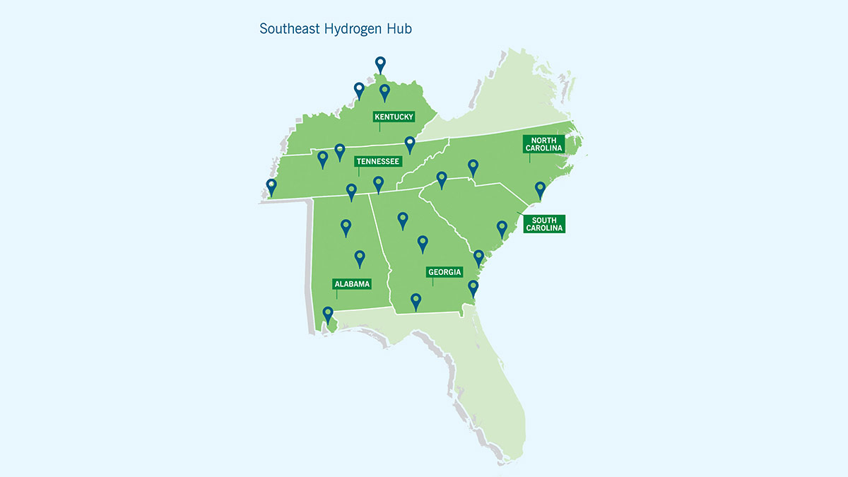 Southeast Hydrogen Hub map